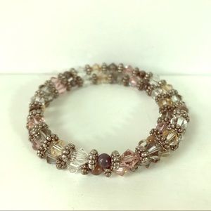 Memory Wire Crystal & Stone wrap around bracelet